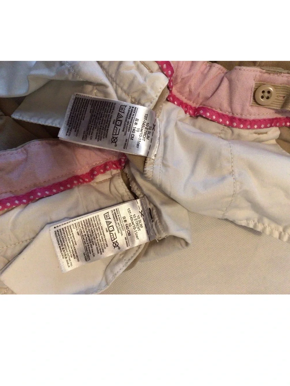 2pc Gap Kids Girls Khaki School Chino Shorts Size 10 Slim Adjustable Waist
